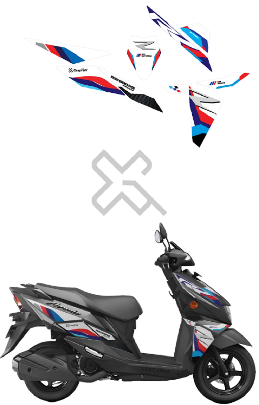 R Edition Sticker Compatible with Avenis 125 | Made In Premium Gloss Vinyl With FPF(Fade Protection Film), Water Proof, Precut Sticker, Pack of 1 Compatible with Both Side